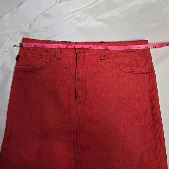 Y2K Tripp reversible animal print leopard red denim mini skirt L/XL - Picture 9 of 10